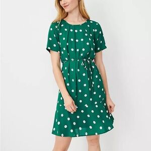 Dot Flounce Hem Belted Shift Dress